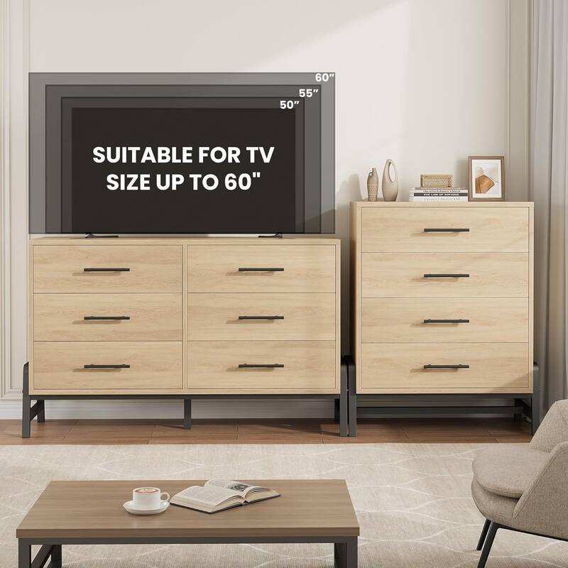 38.6" Tall 4 Drawer Dresser with Storage Freestanding