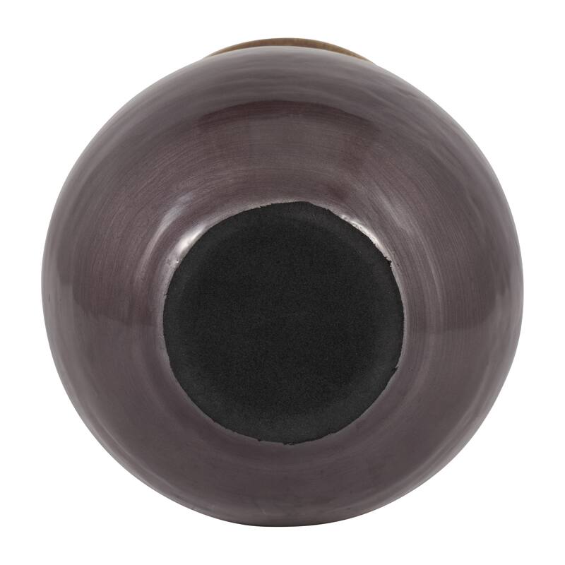 Sagebrook Home Glass Vase with Metal Accent - Elegant Decor Accent Piece
