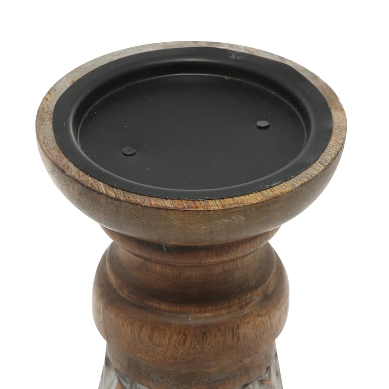 Wood Candle Holder - Set of 3 Bronze - Roche River Decor - 4"W x 4"L x 10"H