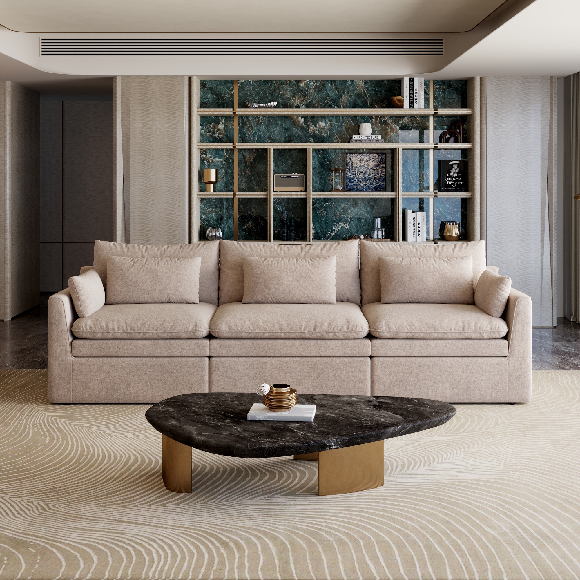 Cloud Modular Sectional Sofa Modern Minimalist Upholstered Couches, with Removable Covers, Pillows