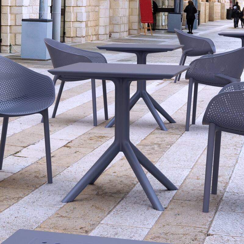29.5" Gray Square Outdoor Patio Dining Table