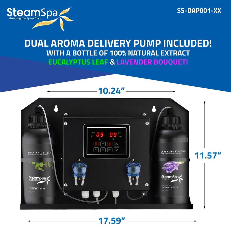 Black Series WiFi and Bluetooth 2 x 10.5kW QuickStart Steam Bath Generator Package with Dual Aroma Pump in Matte Black
