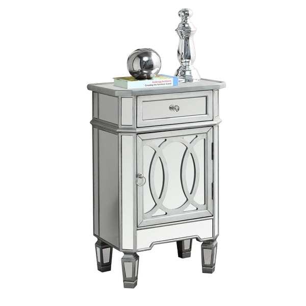 Monarch Specialties I 3707 18 Inch Wide Mirrored Accent Chest Monarch Specialties I 3707 18 Inch Wide Mirrored Accent Chest With 1 Drawer And Silver