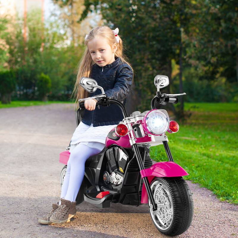 6V Powered Toddler 3-Wheel Motorbike Ride On Toy with Horn and Headlight - 36" x 19" x 25" (L x W x H)