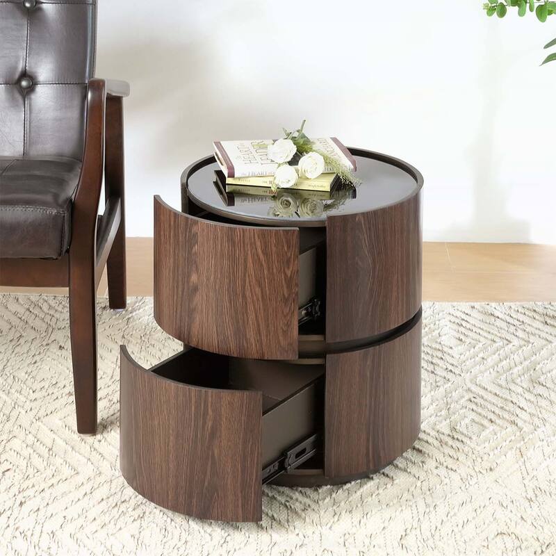 Double - Layer Storage Round Side Table for Versatile and Organized Living and Working Spaces