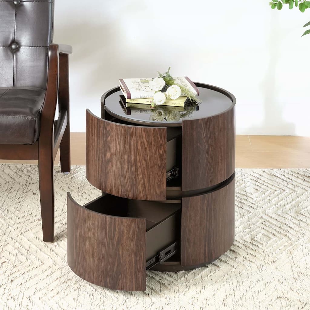 Double - Layer Storage Round Side Table for Versatile and Organized Living and Working Spaces