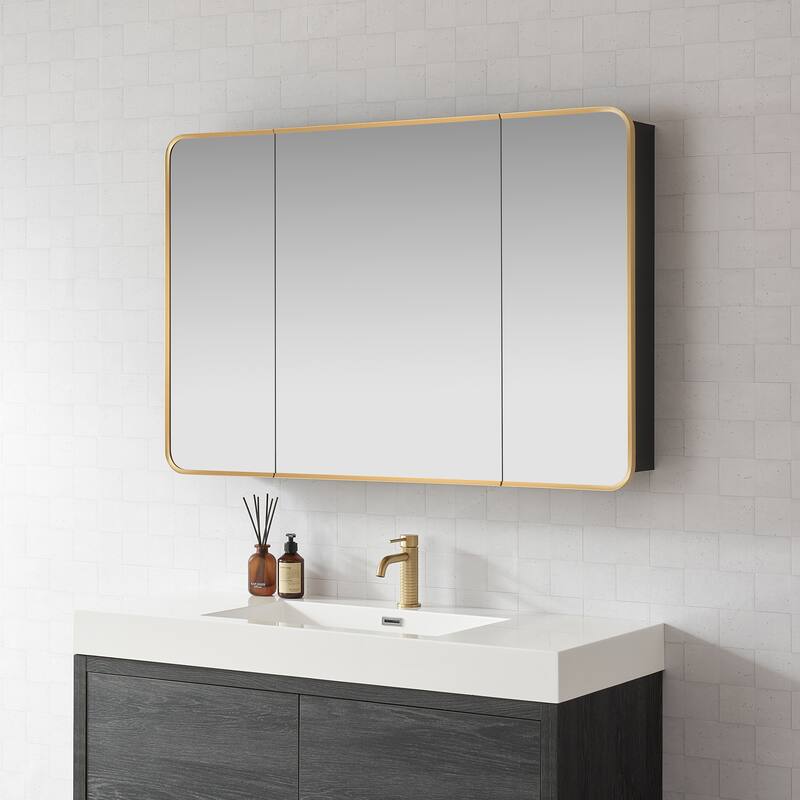 Talayuela Rectangular Aluminum Framed Medicine Cabinet with Mirror