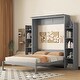 preview thumbnail 2 of 16, Queen Size Wall Bed with Storage Cabinets and Built-in Lighting Foldable Space Saving Murphy Bed