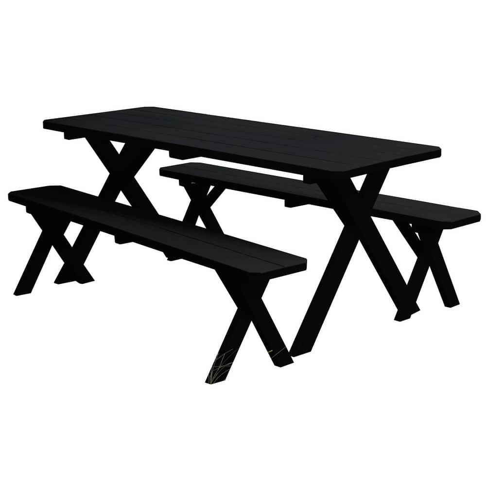 Pine 5' Cross-Leg Picnic Table with 2 Benches