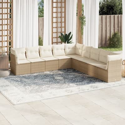 vidaXL Garden Sofa Set Beige, Cream White - 24.4 x 24.4 x 27.2
