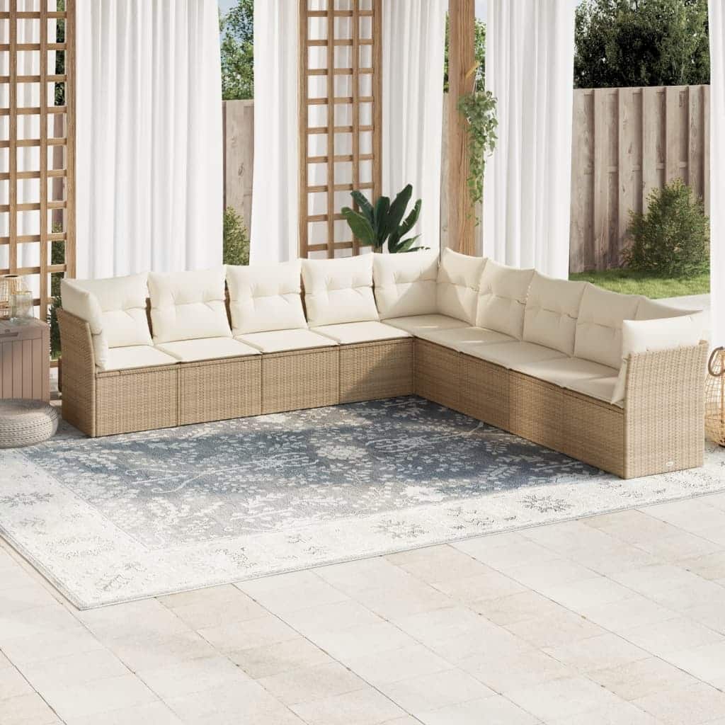 vidaXL Garden Sofa Set Beige, Cream White - 24.4 x 24.4 x 27.2