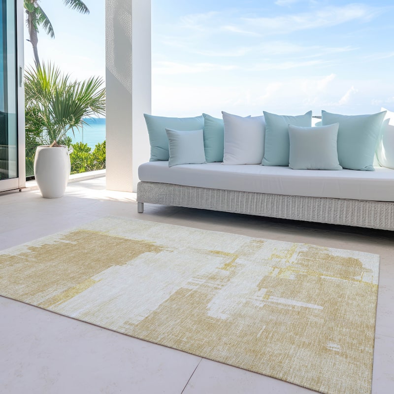 Machine Washable Indoor/ Outdoor Chantille Abstract Modern Rug