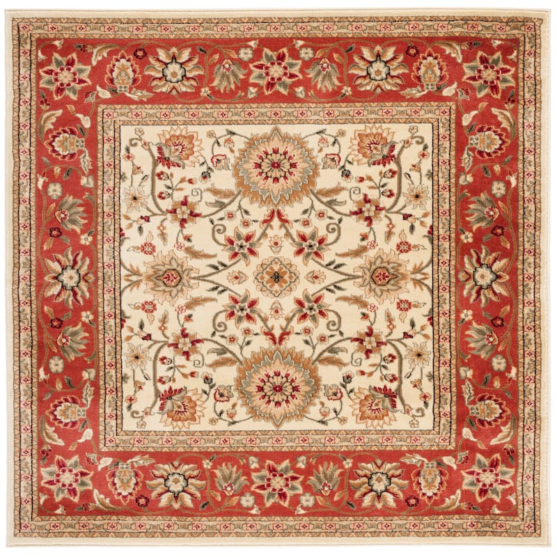 SAFAVIEH, Lyndhurst Marsha Traditional Area Rug - 6' Square - Ivory/Rust