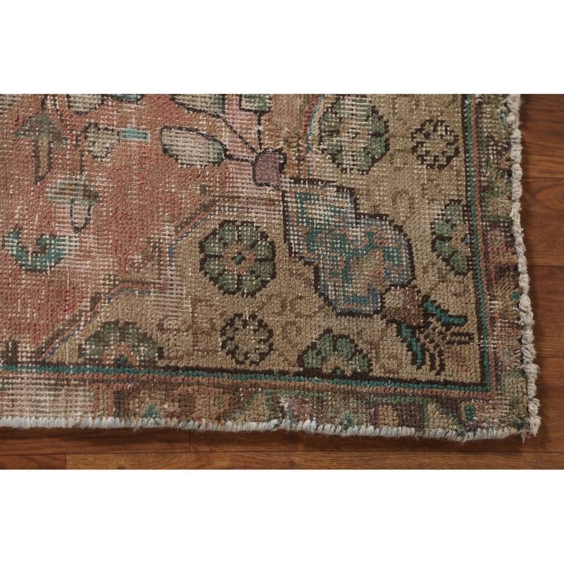 Distressed Tabriz Persian Accent Rug Handmade Wool Carpet - 3'1"x 4'7"