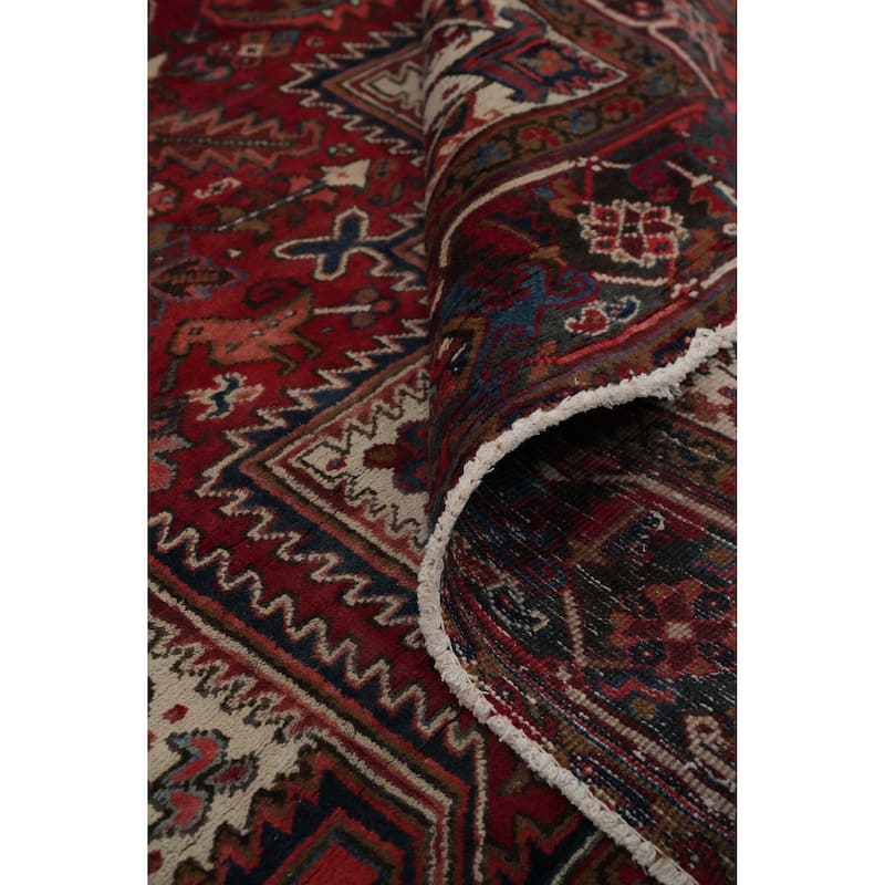Hand Knotted Oriental 100% Wool Carpet Traditional Medallion Red Heriz Area Rug - 11' 4'' X 8' 7''