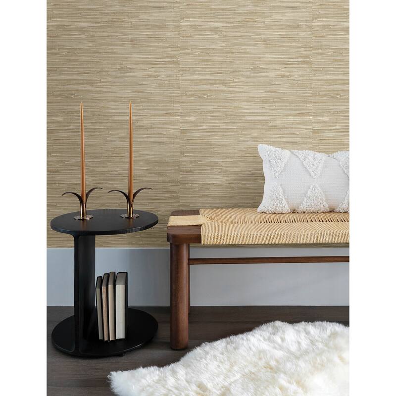 A-Street Prints Exhale Light Brown Woven Faux Grasscloth Wallpaper