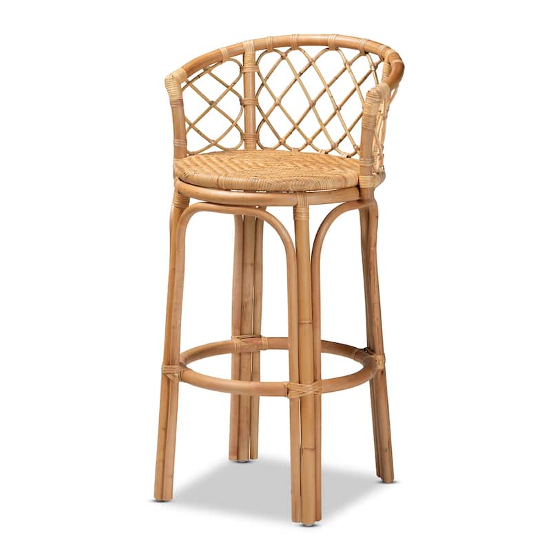 Orchard Modern Bohemian Natural Brown Rattan Bar Stool - Natural Brown