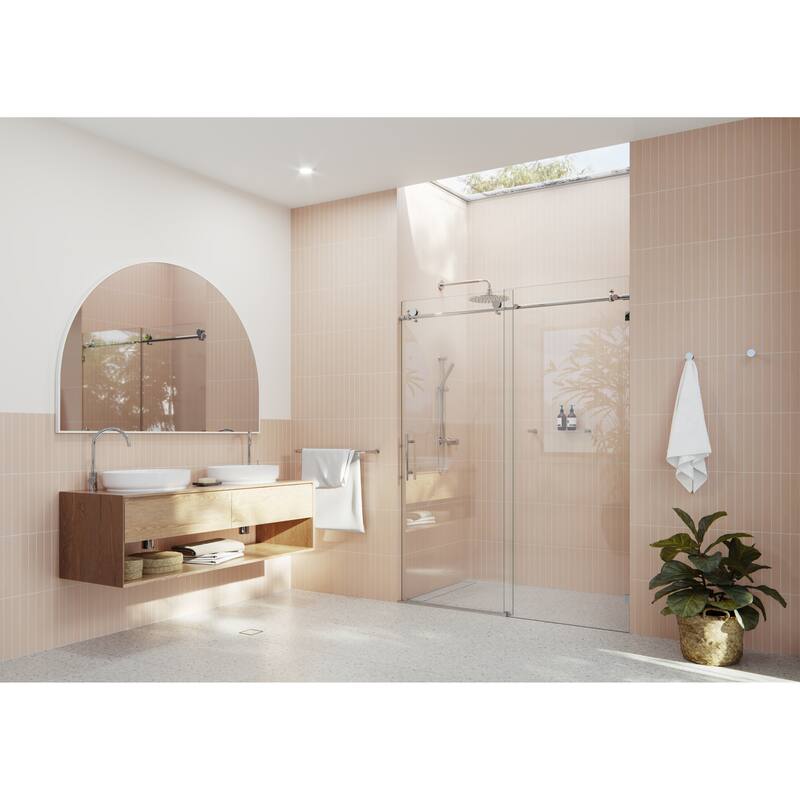 Glass Warehouse 52 in. - 56 in. x 78 in. Frameless Sliding Shower Door - Polished Chrome