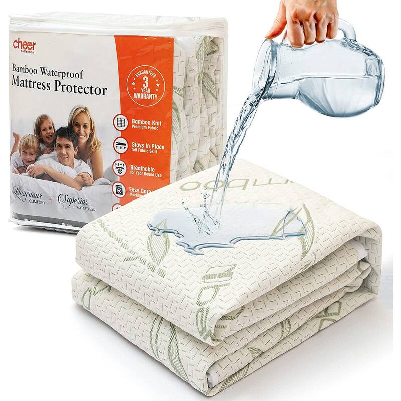 Cheer Collection Waterproof Bamboo Mattress Protector - White