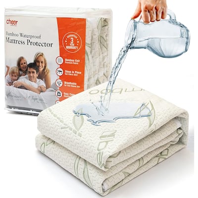 Cheer Collection Waterproof Bamboo Mattress Protector - White