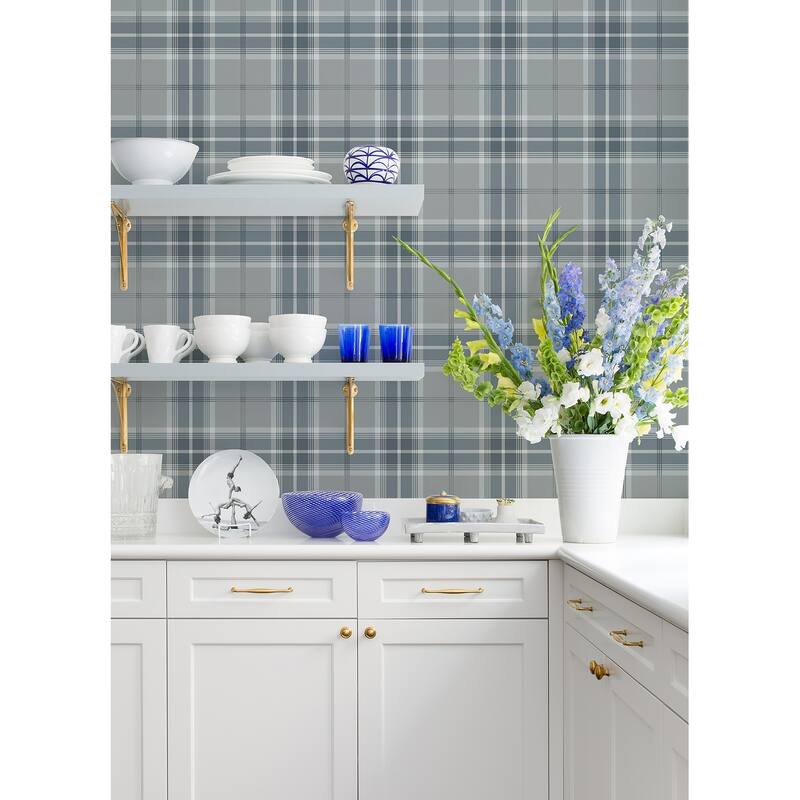 Advantage Sala Blue Plaid Wallpaper
