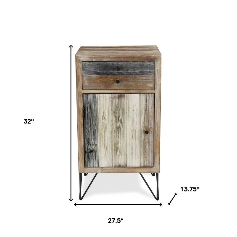 HomeRoots 32" Brown Wood End Table - 27.50 in. x 32.00 in. x 13.75 in.