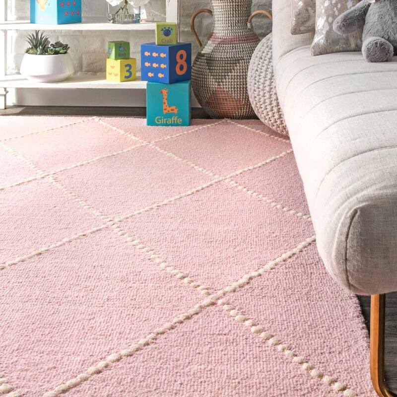 Nuloom Handmade Dotted Trellis Wool Kids Nursery Rug