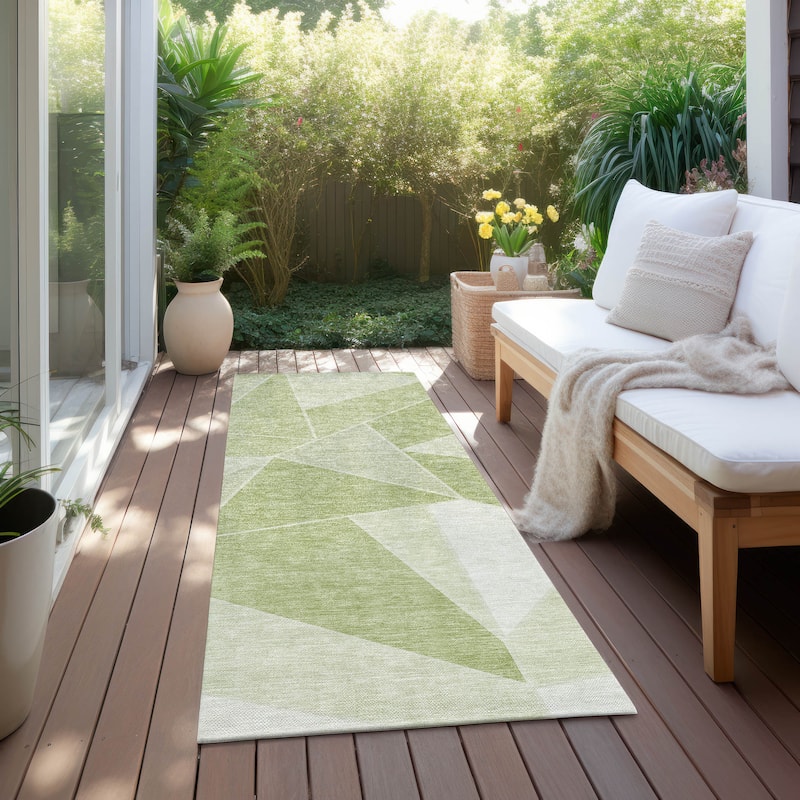 Machine Washable Indoor/ Outdoor Chantille Contemporary Mosaic Rug