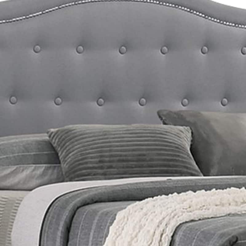 Sey King Size Bed w Storage Footboard, Light Gray Burlap Upholstery
