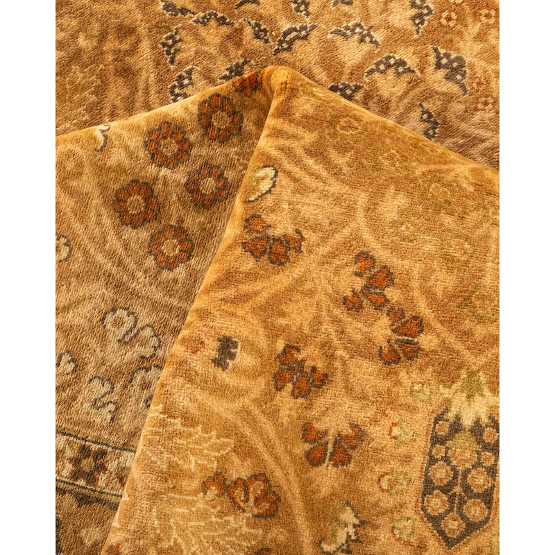 Overton Hand Knotted Wool Vintage Inspired Traditional Mogul Yellow Area Rug - 12 x 15+
