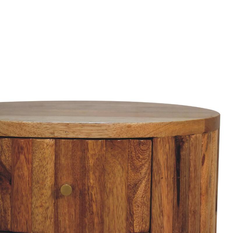 HomeRoots 18" Natural Solid Wood Oval Two Drawer Nightstand
