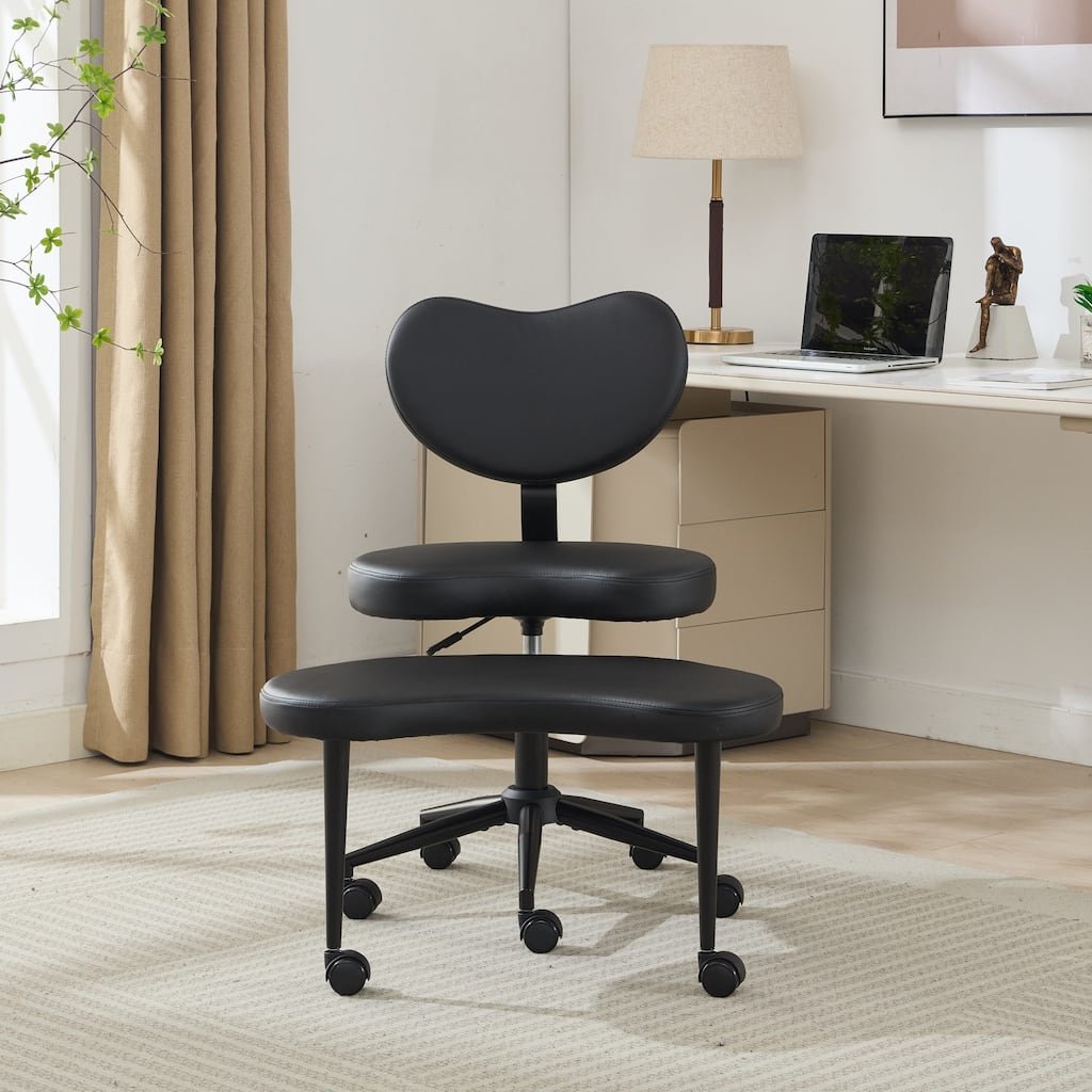 Criss Cross Desk Chair with Lumbar Support and Adjustable Stool - N/A