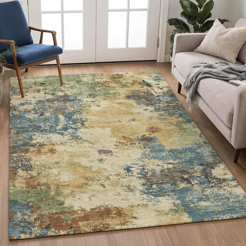 Machine Washable Indoor/ Outdoor Casual Contemporary Chantille Rug