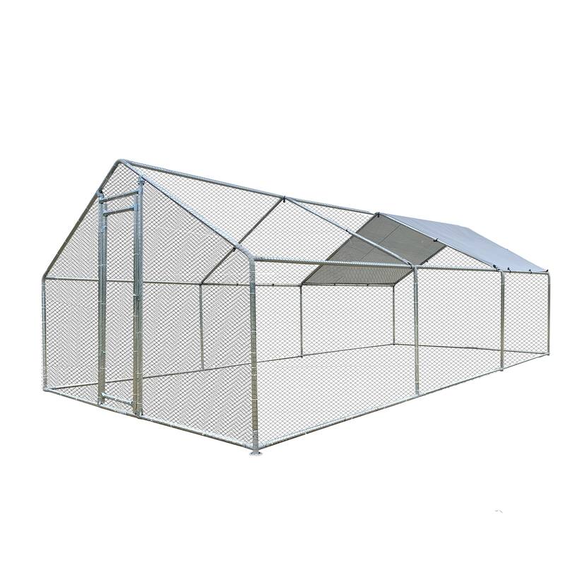 Metal Chicken Run Walk-in Poultry Cage with Waterproof - Outdoor Safe - Tan