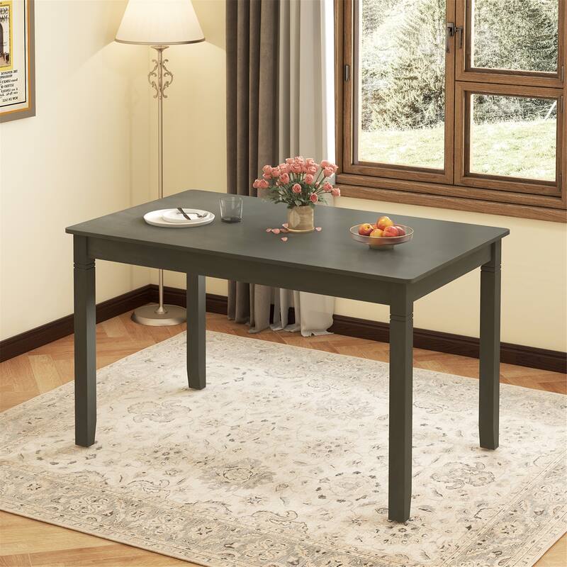 Gymax 48'' Wooden Dining Table for 4 People w/ Rubber Wood Legs