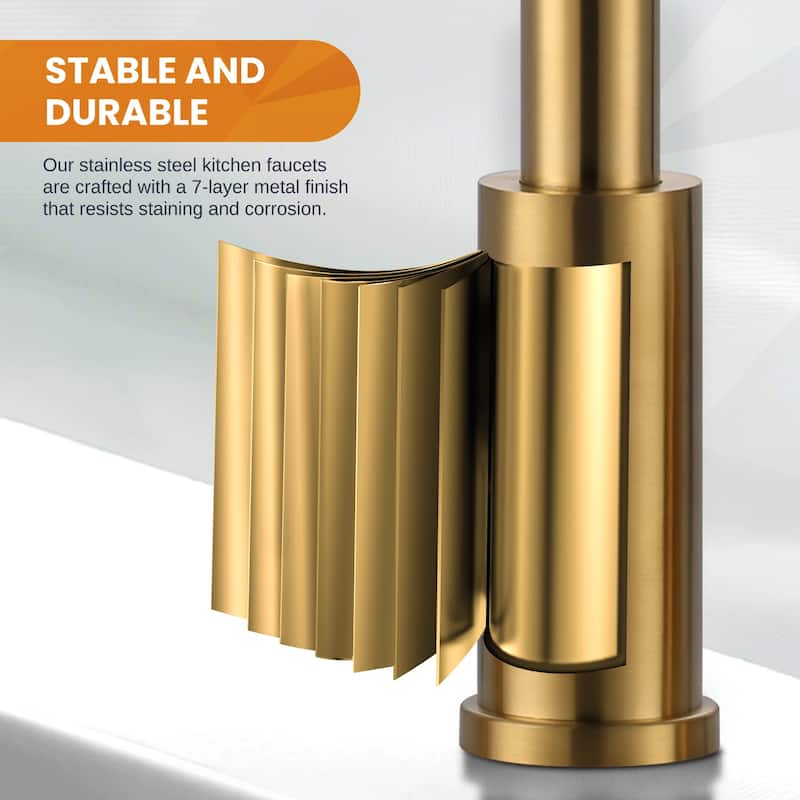 WOWOW Single Handle Pull Down Kitchen Faucet with Soap Dispenser