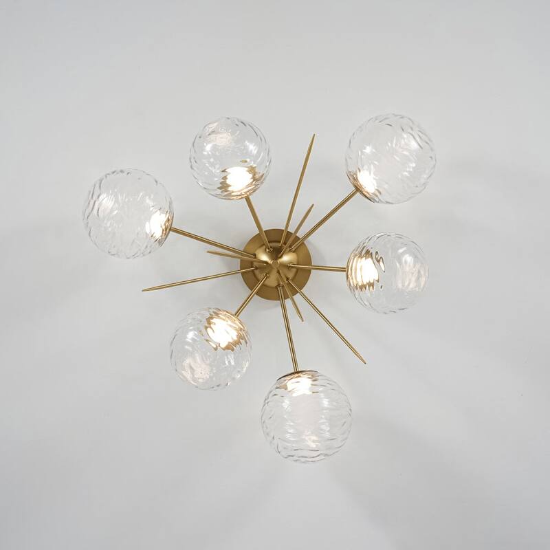 Sculptural Textured Glass Globe Dimmable LED Sputnik Ceiling Light