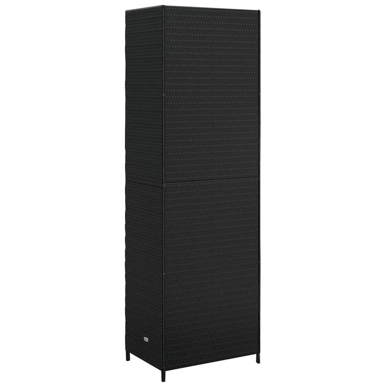 Elix Outdoor Storage Cabinet with 4 Compartment, 71 Inch Black Rattan