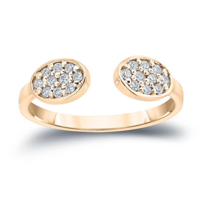 Auriya 14k Gold Stackable Oval Open Diamond Ring 1/5ct TW - Yellow - 4