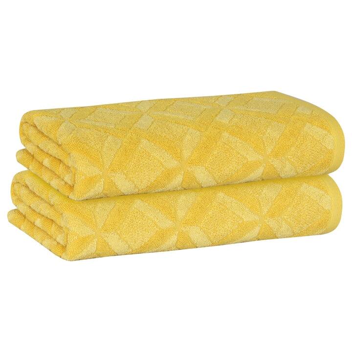 PREMIUS 2 Pack Geo 100% Cotton Yarn Dyed Bath Sheet, 32x64 Inches - 32x64 Inches