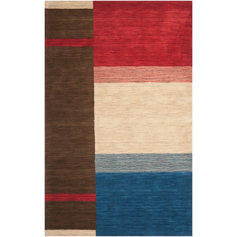 SAFAVIEH Handmade Himalaya Fern Frolic Modern Wool Rug - 4' x 6' - Brown/Multi