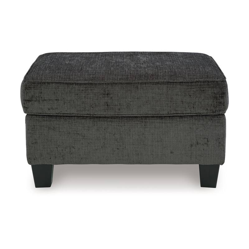 Erin Ottoman with Corner Block Frame, 33 Inch Dark Gray Polyester