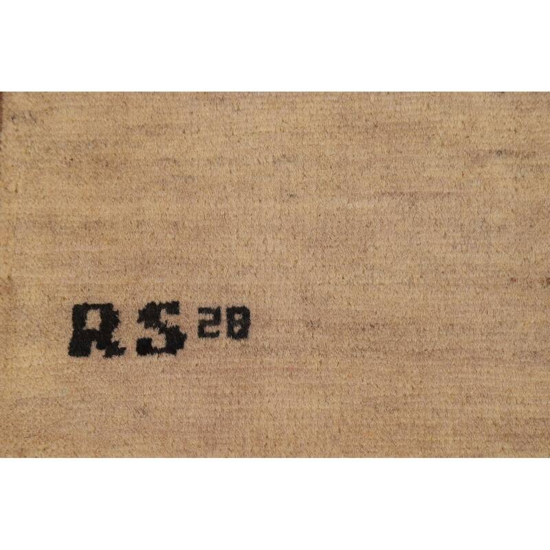 Modern Beige Gabbeh Oriental Foyer Rug Handmade Wool Carpet - 2'8"x 4'1"