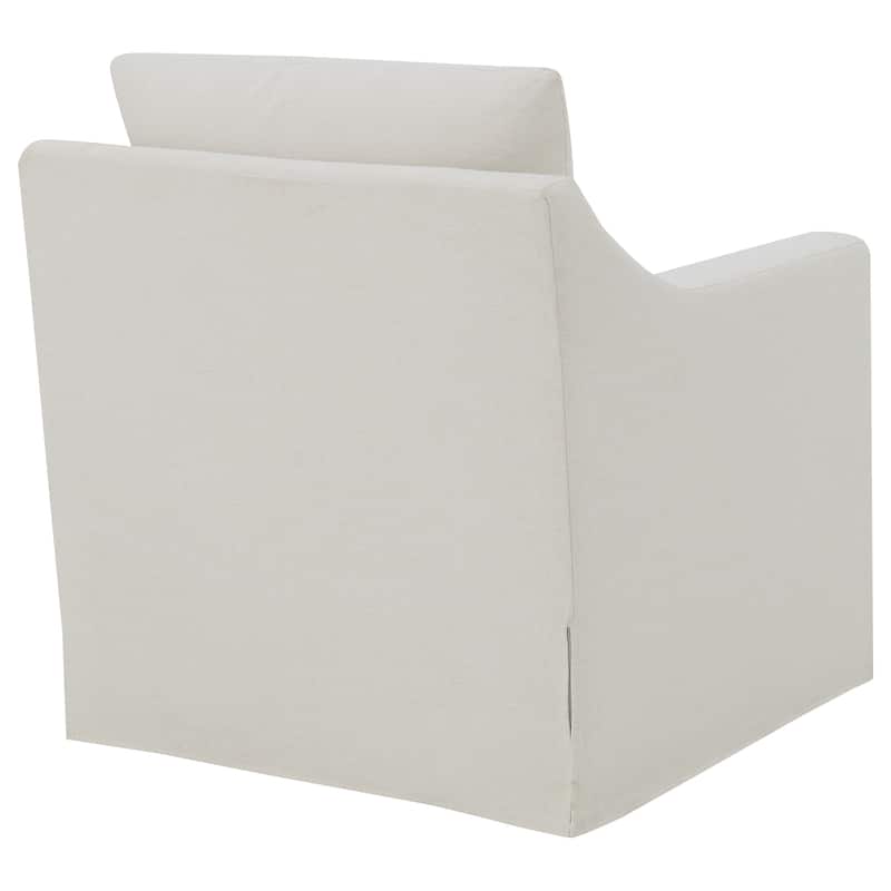 Winter Upholstered Sloped Arm Accent Swivel Chair Beige