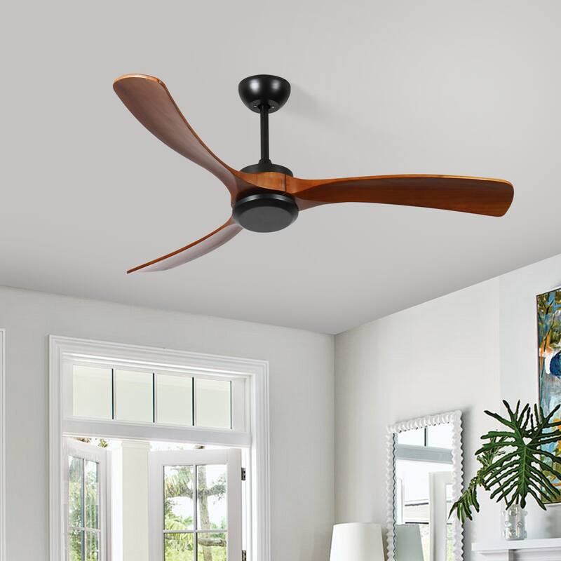 72 Inch Wood Ceiling Fan with Remote Control, Low Profile Ceiling Fan Without Light,Noiseless Reversible DC Motor with Timer