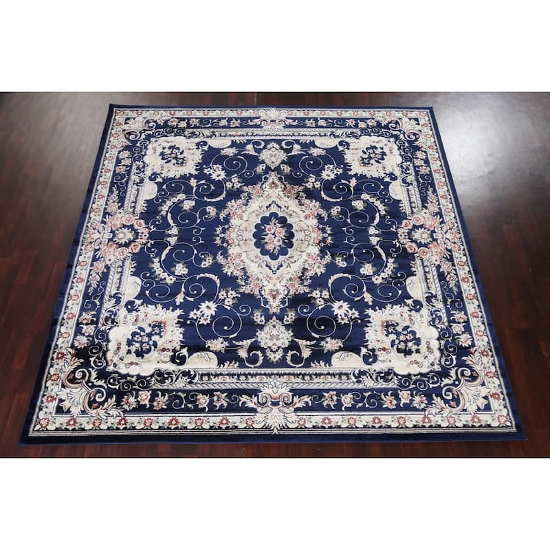 Blue Floral Medallion Transitional Turkish Rug Oriental Carpet