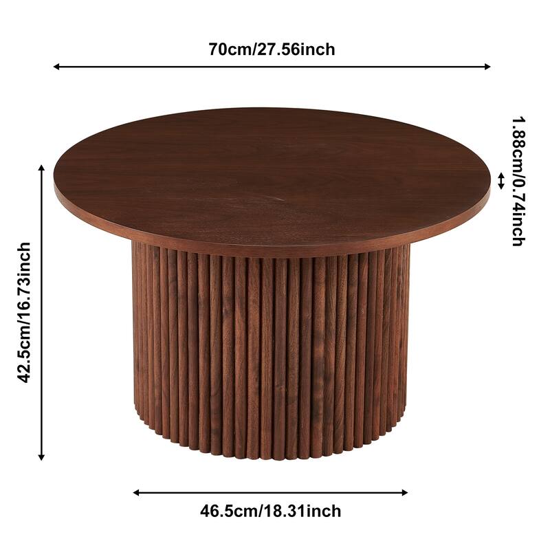 27.56 Inch Mid-Century Modern Round Coffee Table Farmhouse Round Coffee Table with Metal Base, for Living Room