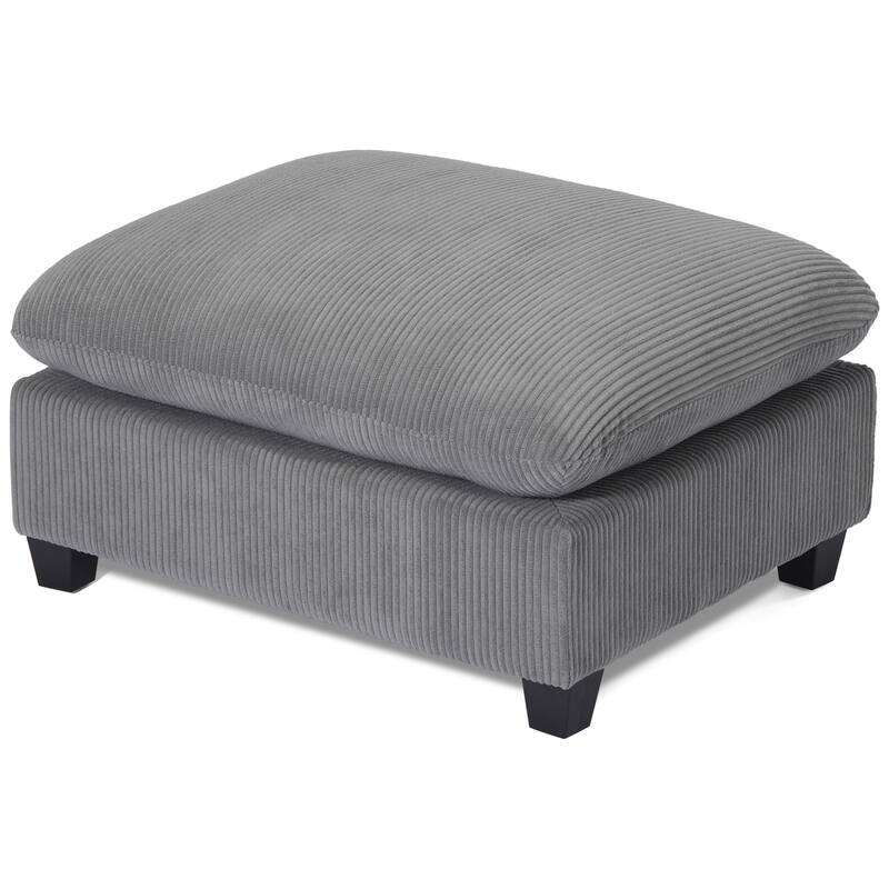 Hamilton Corduroy Upholstered Single Sofa Chair with Ottoman