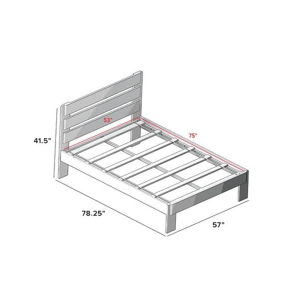 dimension image slide 1 of 6, Max & Lily Farmhouse Full Platform Bed with Plank Headboard and Drawers