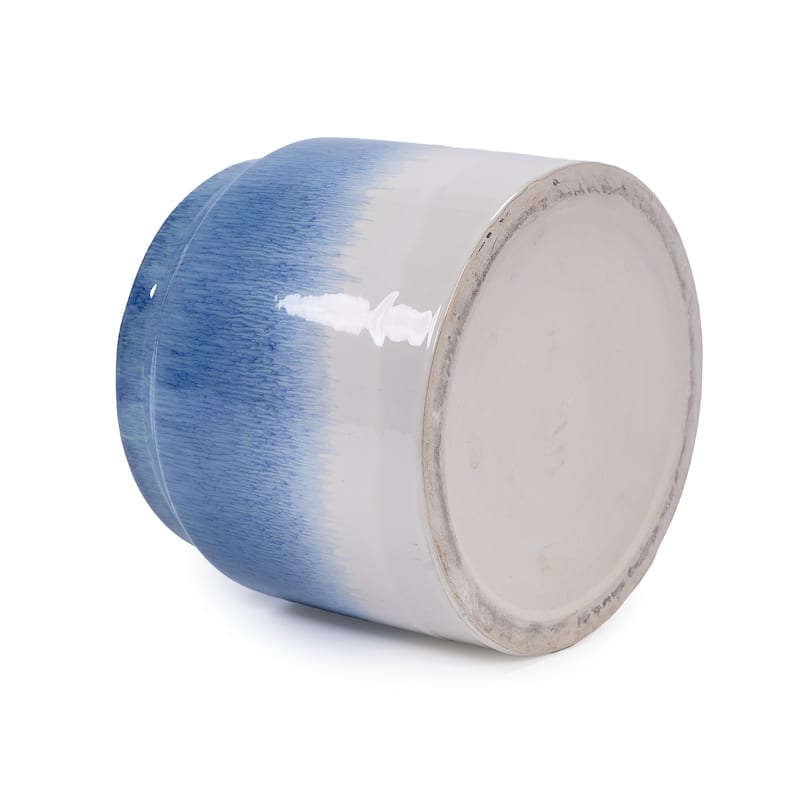 Set of 2 Gradient Ceramic Flowerpot White Blue